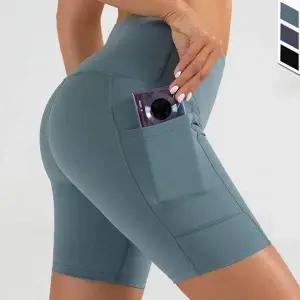 여성 5부 트레이닝 반바지 포켓 힙업 바이크 팬츠