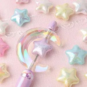 싼비즈 [6717-04]아크릴비즈 볼펜꾸미기 볼꾸재료 오로라별 20mm 랜덤발송 ,1개