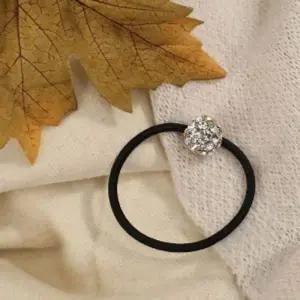 큐빅 헤어끈 화이트 방울큐빅헤어슈슈 방울큐빅머리고무줄끈