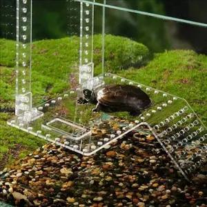 반수생 거북이육지 일광욕대 건조대 투명 쉼터 수조 용품