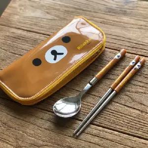 ( )리락쿠마 얼굴 슬림 수저 케이스 세트