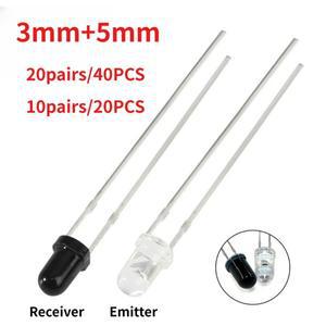 20/40개 IR LED 다이오드 3mm 5mm 940nm 적외선 발광체 및 수신 F3 F5 키트 리모컨 응용용