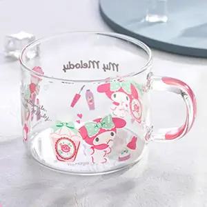 마이멜로디 컬러 손잡이 유리컵 450ml유아 물컵 아동 양수 빨대 이유식기 스텐