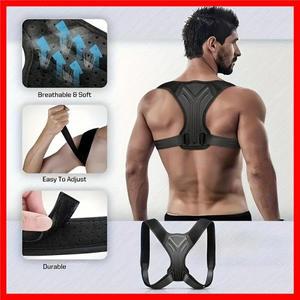 조절 가능한 스트레치 스트랩이 있는 자세 교정기 등받이 지지대 - 사무실 근로자 구부정한 자세 교정을 위