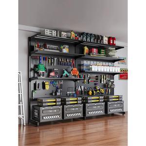 타공판 선반 철제 형 3층 4구 대형 66x35x190 블랙 네트망 공구 진열대 수납