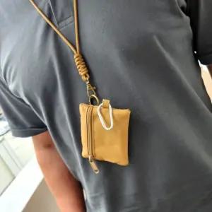 목걸이형 동전 카드 미니 지갑 이어폰 수납 파우치 귀여운 밀리터리 3컬러 블랙 카키