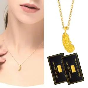 [골드퀸즈] 24K 순금 행운 깃털 목걸이 (24K 펜던트 + 체인 목걸이) + 24K 순금 2달러 골드카드 2개 단독사
