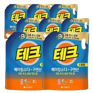 LG생활건강 테크 베이킹소다 + 구연산 액체세제 드럼용 리필 2L 8개