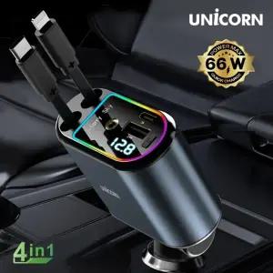 ( )4IN1 릴타입 시거잭 차량용 멀티 고속충전기 동시4대충전 LED 화면 CP 500D