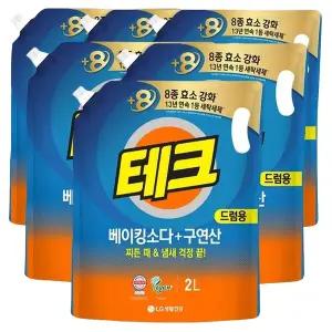 LG생활건강 테크 베이킹소다 + 구연산 액체세제 드럼용 리필 2L 6개