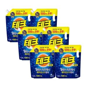 ()테크 클린앤리프레쉬 액체세제 일반 리필 1.8L+500ml x 6개