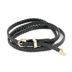 정장 슬랙스 슬림 꽈배기 여성 가죽벨트 블랙-WFIZTDD