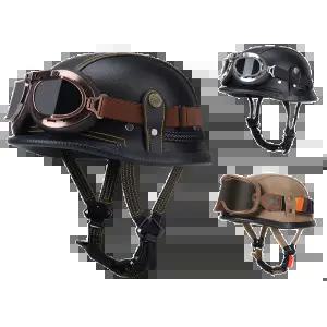 빈티지 오토바이 반헬멧 고글포함 PU가죽 남녀공용