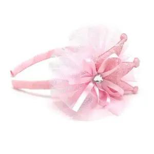 크라운 리본 핑크 레이스 머리띠 왕관 헤어밴드