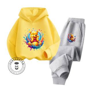 부드러운 면 소재 곰돌이 긴팔 바지 아동 가을 겨울 정장 귀여운 패턴 2 14세 아동복