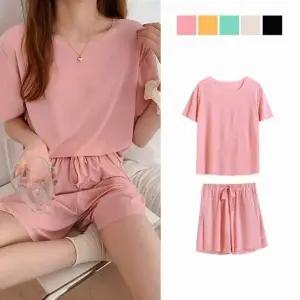 홈웨어 세트 반바지 잠옷 여름 여자 데일리 반팔