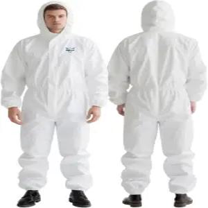 비지프론트 일회용 커버롤 해즈매트 슈트 5팩 또는 25팩 7가지 사이즈 옵션 전신 탄력 손목 및 후드가 있는