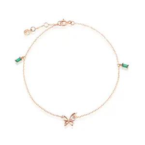 18K 탄생석 에메랄드 나비 큐빅 발찌 SCA38271