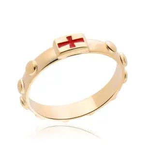 세례명무료각인 18K 레드 십자가 스퀘어 묵주반지 SHR38368