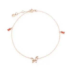 18K 탄생석 가넷 나비 큐빅 발찌 SCA38267