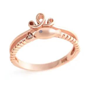 18K 물고기 왕관 탄생석 10월 핑크오팔 레이어드 반지 SRS31766