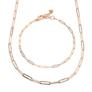 18K 심플 레이어드 0.7mm 클립체인 주얼리세트 (목걸이+팔찌) IRS29835