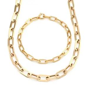 18K 심플 볼드 유광 클립체인 주얼리세트 (목걸이+팔찌) JNS29772