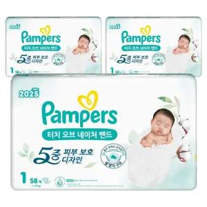 팸퍼스 터치 저자극 흡수력좋은 오브 네이처 밴드형 기저귀 아동공용 1단계 174매