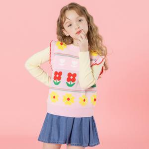 [아이러브제이] 베리플라워 크롭 니트 베스트 JXSTO45