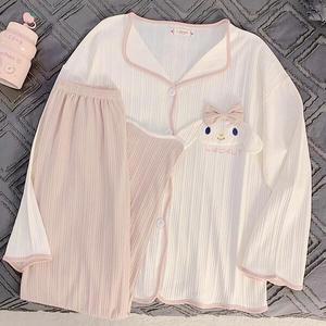 쉬블림로브 (긴팔+긴바지) 여성 캐릭터 패턴 홈웨어 파자마 잠옷 세트 GGWD0282