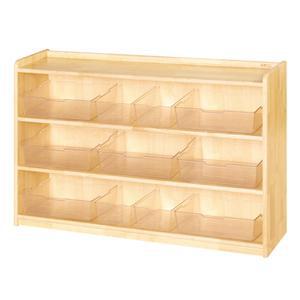 고무나무 원목 3단 투명바구니장 H30-4 어린이집 유치원 교구장 책장 책꽂이