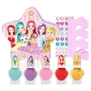 리틀블링 시크릿쥬쥬 국내제조 틴케이스 수성네일5종 시크릿쥬쥬화장품 임산부네일 유아메이크업