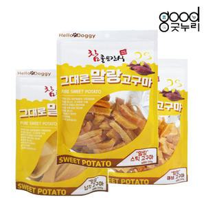 [굿누리] 참 좋은 간식 그대로 말랑 고구마 큐브, 스틱, 넙적 250g 3종 / 강아지간식