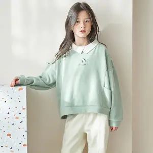 [삐삐네옷가게] 여아 주니어 그린플라워 봄가을 초등학생 상하 바지 세트