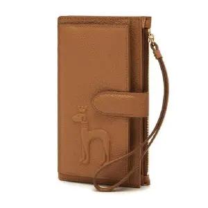 [헤지스](대구신세계)[MIGHTY] 브라운 가죽 엠보 퍼피 스트랩 장지갑  HIHO5F253W2