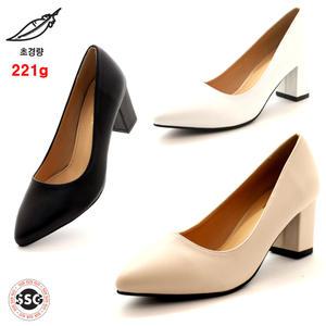 [초경량 221g 통굽 6.5cm 225-260mm] 빅사이즈 국내제작 가볍고 발볼편한 착화감좋은 여성 스틸레토 민자 정장 펌프스구두 NA 283-1