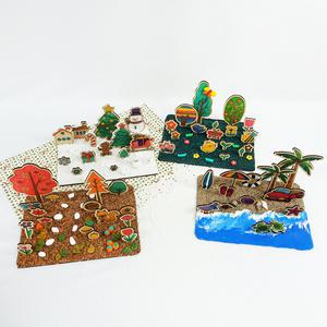 [문구티쳐] 클레이로 포시즌 입체우드판 만들기 1인세트 (4중 택1) / 여름만들기 점토놀이 DIY 만들기세트