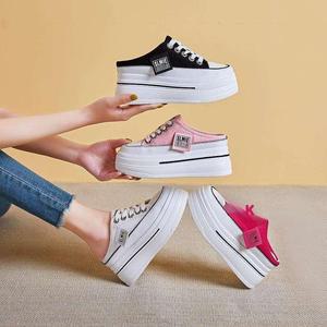 8센치 여성 뮬 슬리퍼 힐 키높이 운동화 블로퍼 통굽 슬립온