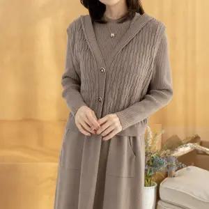 [디얼마미] 콜 니트 울조끼 원피스 세트 /마담 미시 중년 여성 빅사이즈 40대 50대