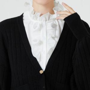 셔링 단추 레이스 페이크 블라우스 겹카라 페이크셔츠