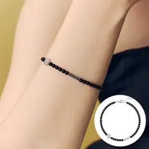 [로즈몽] 실버 블랙오닉스 비드 팔찌 퓨어로즈 RA25A10K