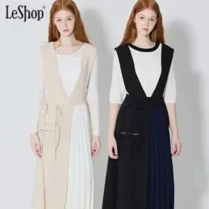 르샵 플리츠 배색 포켓백 뷔스티에원피스