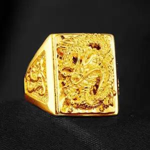 반지 18k 금 도금 승천 변색없는 두꺼운 입체 남자 남성 패션 용 빅사이즈 할로우 주얼리