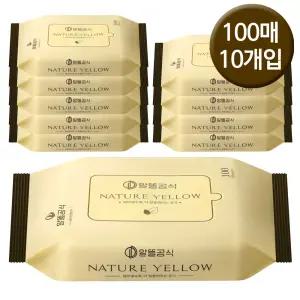 알뜰공식 무향 순한 리필형 옐로우 100매 X 10팩 대용량 아기 물티슈