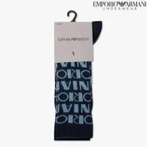 [롯데백화점]엠포리오아르마니 로고 알파벳 코튼 장목 삭스 2PACK (0815345003)