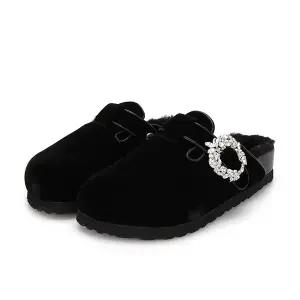 [BABARA][본사운영] 스웨이드 보석 장식 블로퍼 여성클로그 3.5cm_BBF543