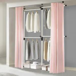 왕자 심플 4단 커튼 행거 슈가핑크 시스템 드레스룸 옷장 451PP