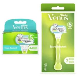 질레트 비너스 엑스트라 스무스 여성용 면도기 2UP+면도날4입 (면도기1개+날 총 6개)