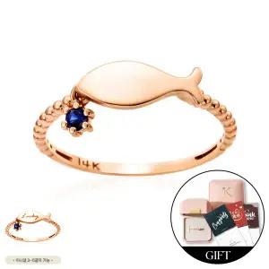 *커스텀 가능* [비앤비골드] 14K 물고기 큐빅볼 각인 탄생석 커스텀 볼반지 SRS41942