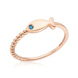 [비앤비골드] 14K 물고기 큐빅아이 언발볼 토파즈 탄생석 반지 NPR42007